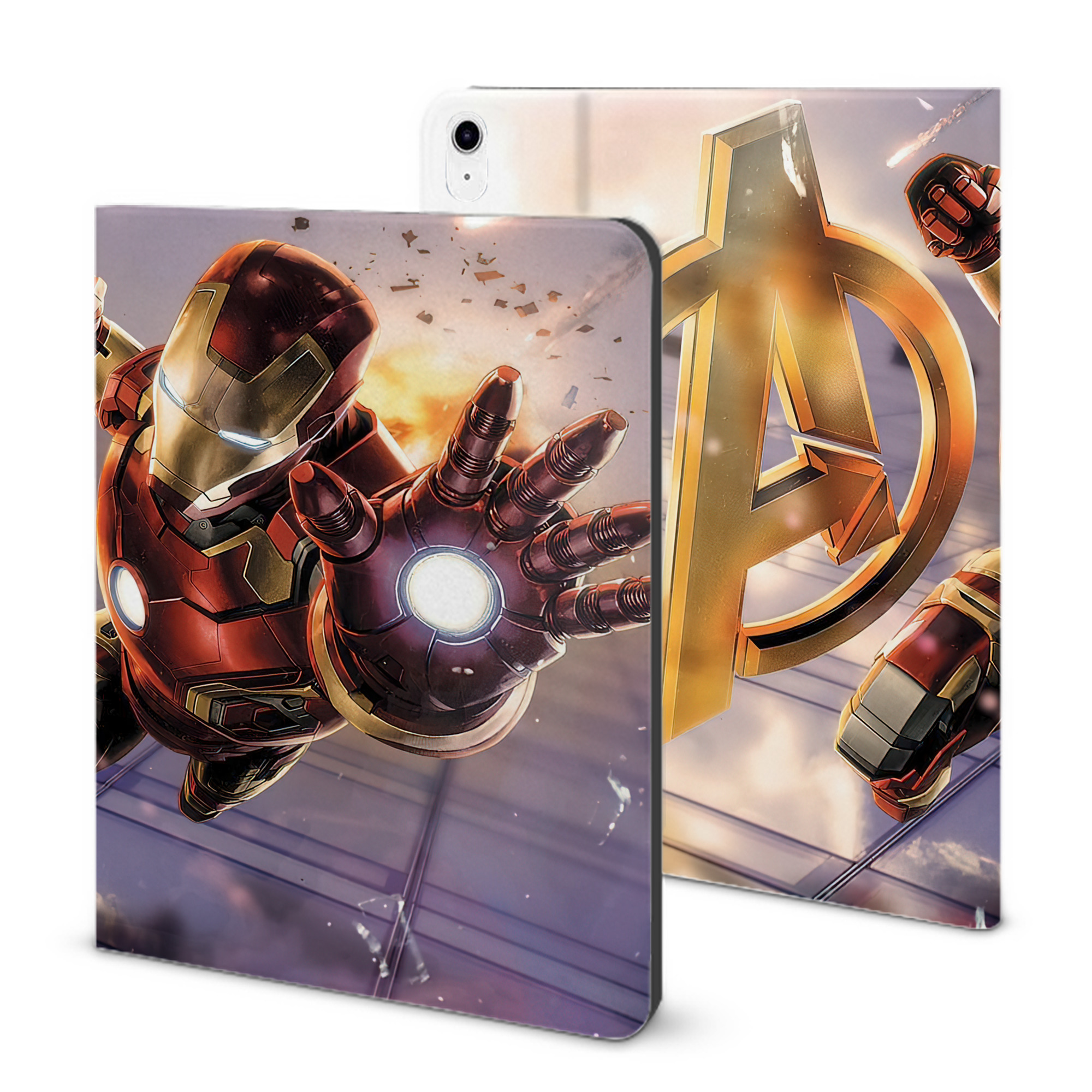 （画像用） アベンジャーズ The Avengers IPad ケース ブック型 PUレザー TPU 耐衝撃 軽量 薄型 ペン収納なし 全面保護 IPad 各モデル対応